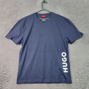 Hugo Beachwear Shirt Mens Large Blue Organic Cotton UV Protection Graphic Tee